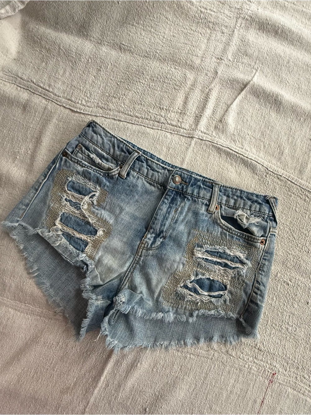 Distressed Light Blue Denim Women's Shorts